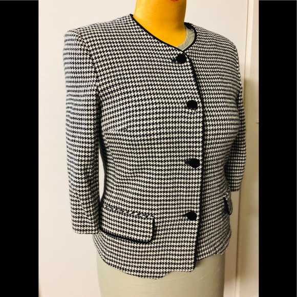 TALBOTS Houndstooth Blazer size 10 Workwear Classic 66%Worsted Wool and 34%Rayon - Picture 2 of 11
